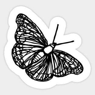 Butterfly line art black, no background Sticker